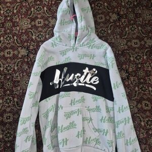 Gray and Green Hustle Hoodie